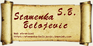 Stamenka Belojević vizit kartica